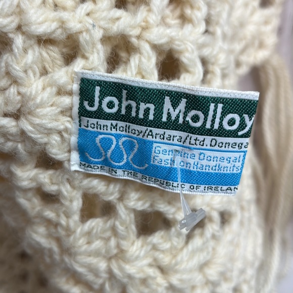 John Malloy Pure Virgin Wool Cream Winter Scarf - Picture 5 of 6